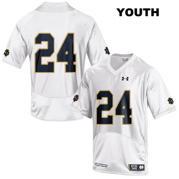 Youth NCAA Notre Dame Fighting Irish #24 Tommy Tremble Stitched College Under Armour Authentic White No Name Football Jersey FF10B31MR